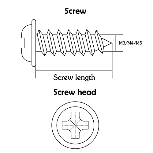 220pcs M3 M4 M5 Selbstschneidende Schrauben Set 304 Edelstahl Cross Drive Linsenkopf Holzschrauben Sortiment Kit mit… – Bild 7