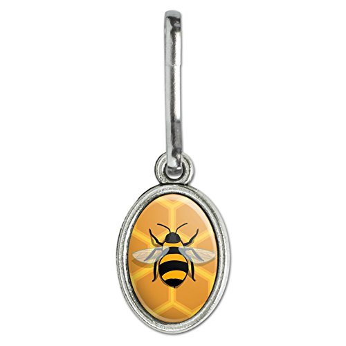 Bee on Honeycomb Antiqued Oval Charm Clothes Purse Suitcase Backpack Zipper Pull Aid