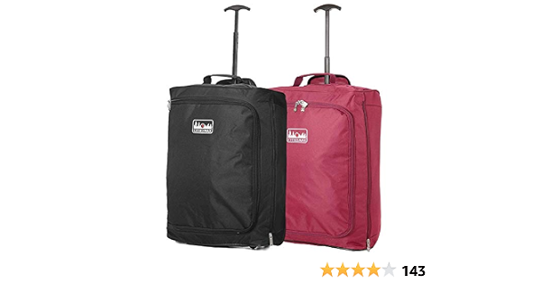 Juego de 2 Maletas aprobadas para Equipaje de Mano de la Cabina máxima de  Ryanair 55x40x20cm, 42L (Negro/Vino) : Amazon.es: Equipaje