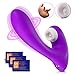 Juntame Clitoral Vibrator, 2 in 1 Sex Toy Clitoris G spot Stimulator Tongue Vibrator Clit Dildo for Women Couples with 10 Licking & 9 Vibrating Modes Waterproof Rechargeable - Purple