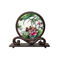 MSchunou Double-Sided Embroidery Decoration Table Screen, Home Decoration Su Embroidery Double-Sided Embroidery Ornaments Handicrafts, Wedding Gifts (Color : F9)