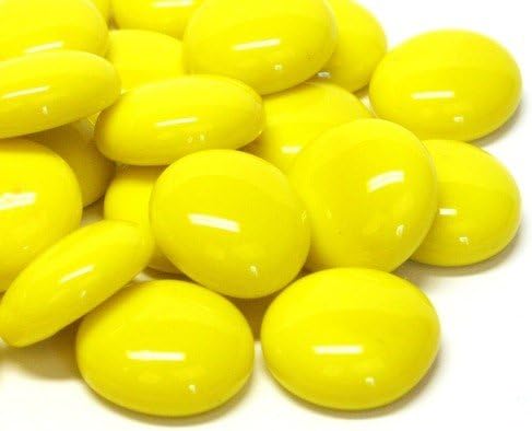 100 Glass Round Gems Pebbles Nuggets Mosaic Tiles Yellow Marble 13-18mm