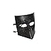 Zanni Venetian Mask - Male Masquerade Costume, Black w/Black Glittered Swans
