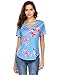 Easther Womens Casual Summer Floral Print Crisscross Blouses Tops T-Shirts