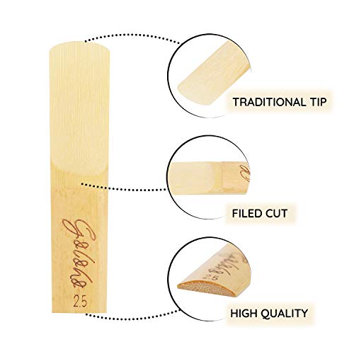 GOLOHO Alto Saxophone Reeds for Alto Sax Strength 2.5, Filed Cut, Box of 10