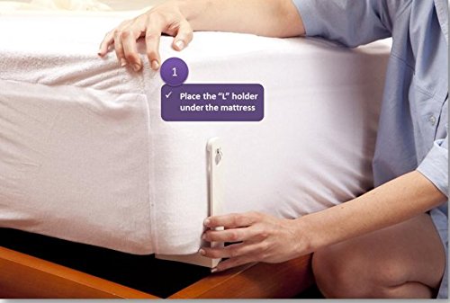 Bed Sheet Fasteners Pack Of 4 By ClickL – Innovative, L Shaped, Clip & Peg Holders – Keep The Sheet Taut & In Place – Easy To Install Grippers – Hidden From View - Works best for framed beds