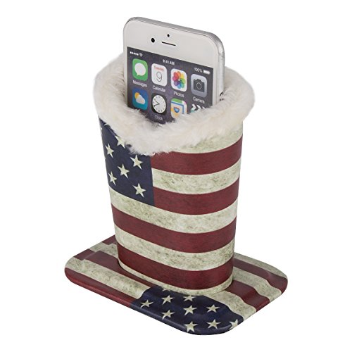 PG6 Plush Lined Eyeglasses Holder Stand Case Protective Glasses Case for Desks, American Flag