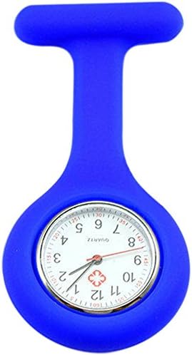 Usaboutall Cute Silicone Nurse Fob Watch Clip On Pocket Brooch Quartz Movement Watches (Dark Blue)