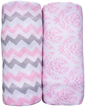 Baby Muslin Swaddle Blankets for Girls 100% Cotton Burp Swaddler Receiving Blankets (2 Pack)