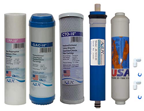 5 Stage Reverse Osmosis Replacement Filter Set with 50 GPD M