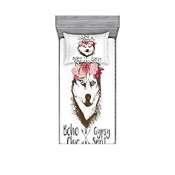 Ambesonne Wolf Fitted Sheet & Pillow Sham