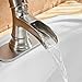 BWE Bathroom Faucet Brushed Nickel Waterfall Single Handle Hole Sink Faucets Bath Vanity Lavatory Vessel Commercial Satin with Water Supply Hose