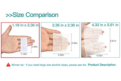 Winner Sterile Alcohol Prep Pads, Small-4-Ply Square Cotton Pads Well-Saturated in Alcohol, 400 Pcs (1.18" X 2.36")