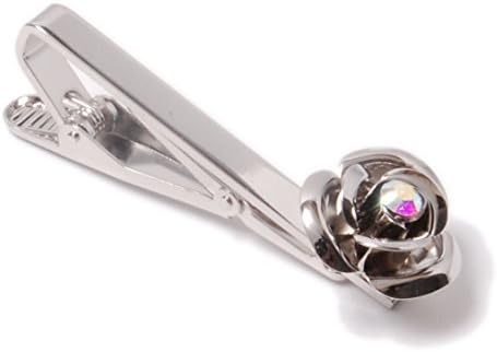 AMANOGAWA Rose with Swarovski Tie Clip , Silver