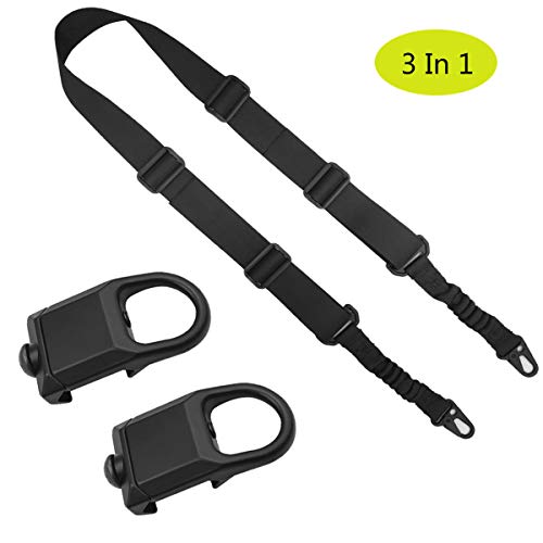 Pecawen Two Point Rifle Sling Traditional Adjustable with 20mm Picatinny Rail Sling Mount for Outdoors - Thumbnail 4