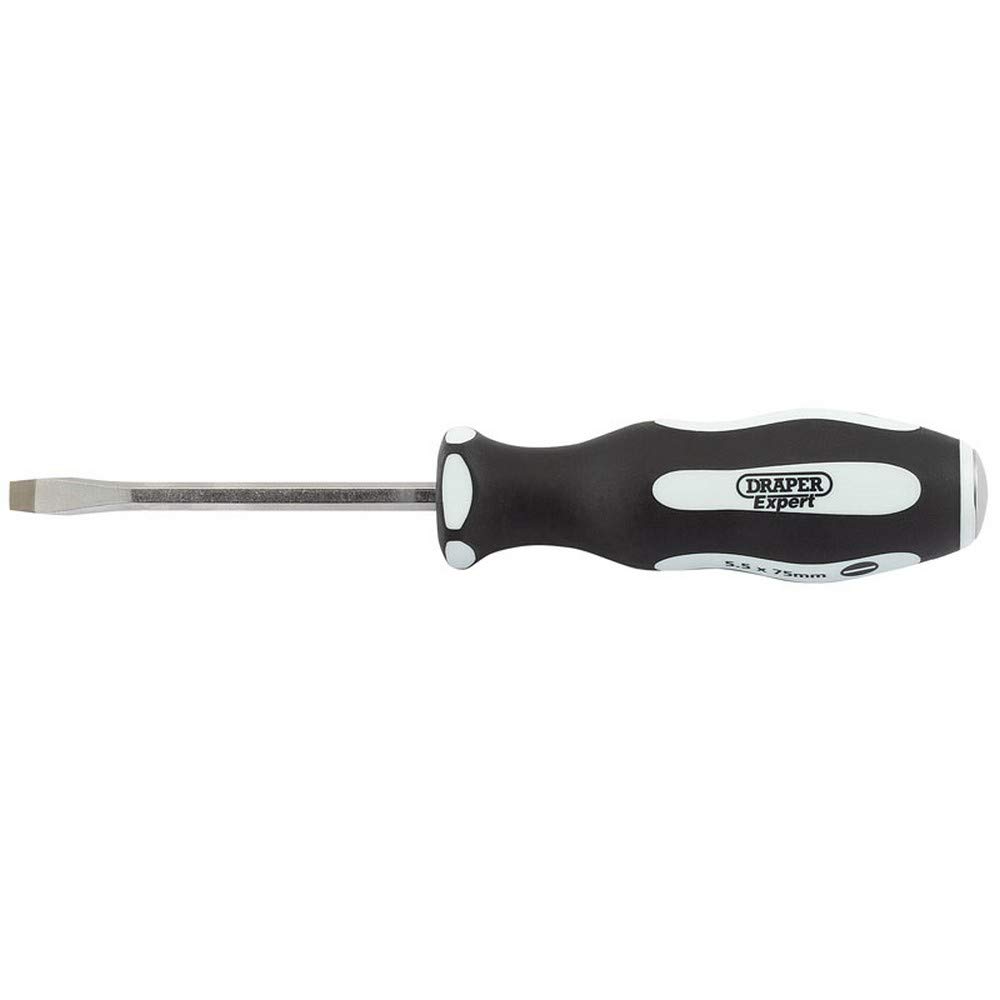 Draper 35184 Expert Pound Thru Plain Slot Screwdriver with Soft Grip, 8mm x 200mm