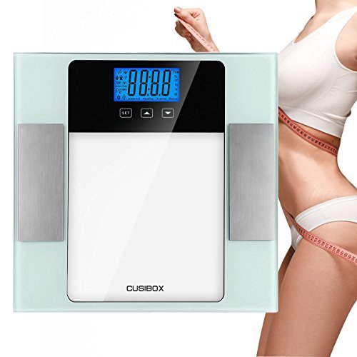Body Fat Analyzer, CUSIBOX Digital Bathroom Scale Body Fat Scale with Step-on Technology, 180kg/400lb, Measures Fat, Water, BMI, Muscle and Bone Mass, Calorie and Weight, 10 Users Memory Mode