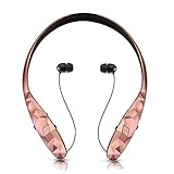 Wireless Headphones, Bluenin Bluetooth Earbuds Sports Neckband Freedom Headsets Sweatproof Noise Cancel Earphones with Mic for apple iphone 7 6s Samsung and Android (12 Hours Play Time, 970 Rose Gold)