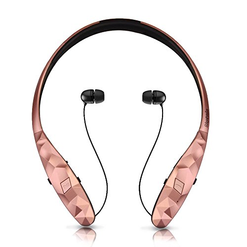 Wireless Headphones, Bluenin Bluetooth Earbuds Sports Neckband Freedom Headsets Sweatproof Noise Cancel Earphones with Mic for apple iphone 7 6s Samsung and Android (12 Hours Play Time, 970 Rose Gold)
