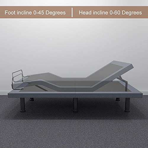 Adjustable Bed Base Frame Smart Electric Beds Foundation (Twin XL, Gray