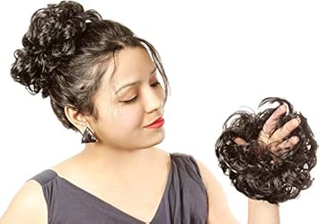 Aurinko Women Curly Hair Bride Bun Juda Rubber Free Size Natural
