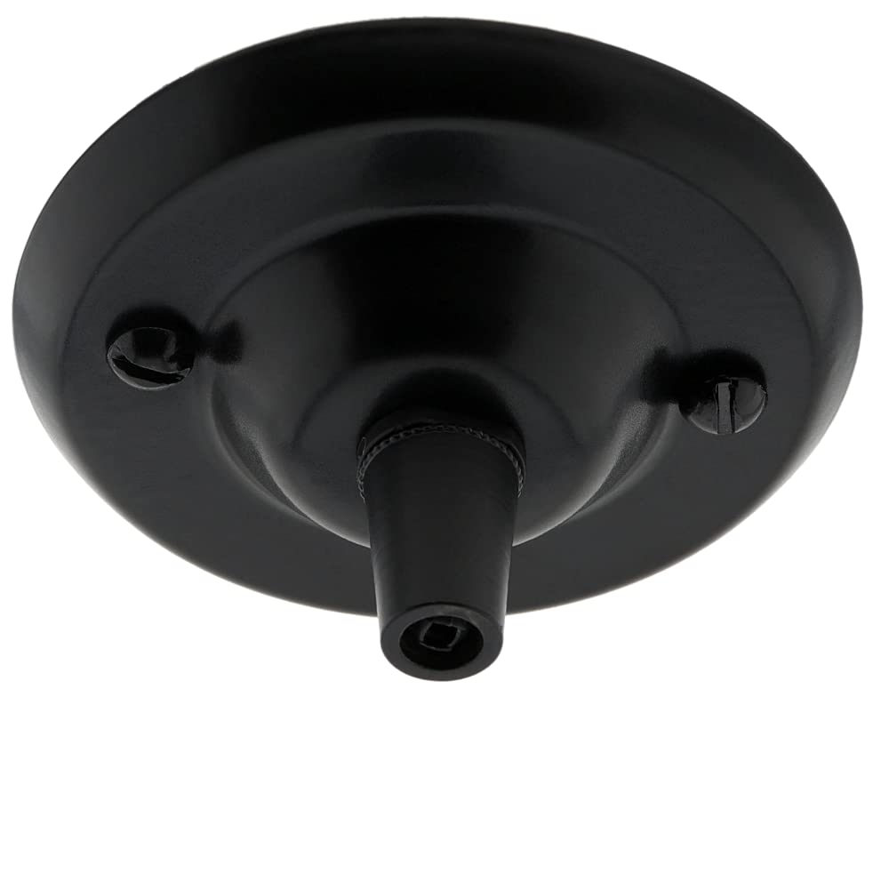 Art Deco Emporium 75mm Vintage Style Ceiling Rose with Metal Cord Grip in Matte Black Finish and Black Fixing Screws