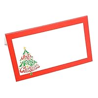 Stationery Creations Merry Christmas Tree Red Place Cards - Folded Tent Style (10)