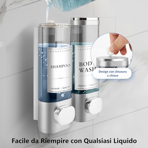 MEKOTRIN Bathroom Soap Dispenser, Hand Wall Soap Dispenser with Waterproof Label for Kitchens Bathrooms (Silver)