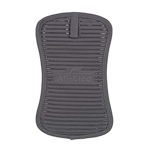 All-Clad Textiles Deluxe Heat and Stain Resistant Pot Holder. Silicone Treated Heavyweight 100-Percent Cotton Twill Hot Pad,  Machine Washable, 6-inches by 10-inches, Pewter Grey