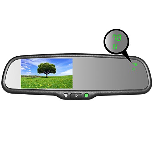 Master Tailgaters OEM Rear View Mirror with 4.3" Auto Adjusting Brightness LCD + Compass & Temperature - Universal Fit