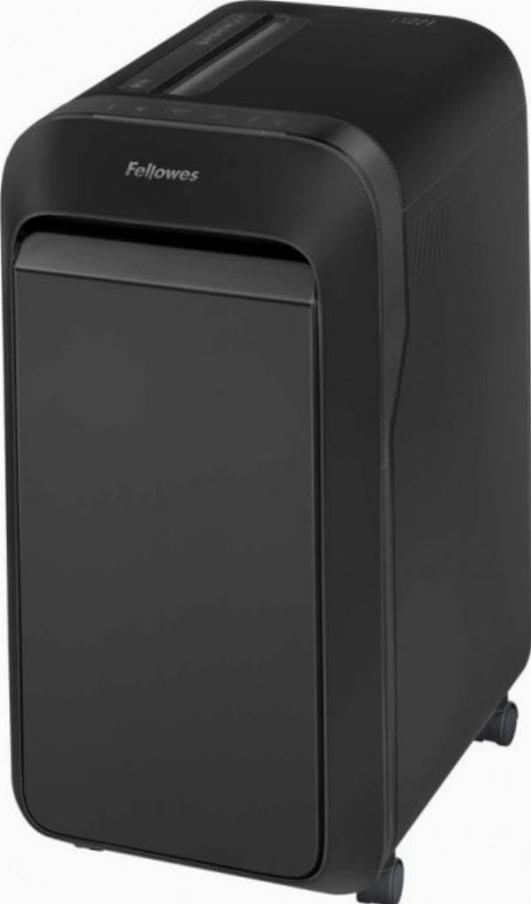 Fellowes 20 Sheet Paper Shredder for Office Use - 100% Jam Proof Micro Cut Shredder - LX221 Shreds for 25 Minutes - Powershred Office Shredder with Large 30 Litre Pull-Out Bin - DIN Level P5 - Black