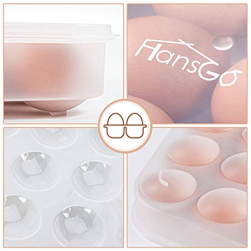 HANSGO Egg Holder for Refrigerator, Deviled Egg Tray Carrier with Lid Fridge Egg Dispenser Egg Storage Stackable Plastic Egg Containers, 30 Egg Box