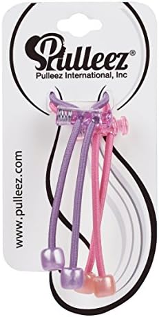 PulleezSliding Ponytail Holder, Set of 2 - Acrylic Charms - Pink/ Purple Elastic Hair Ties