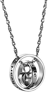 AMIST Urn for Ashes of Grandpa Necklace Memory of Grandfather Keepsake | Stainless Steel, Dual Ring, 21 in