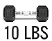Yes4All Single Rubber Coated Hex Dumbbell with Chrome Handle (Black, 10 lbs)
