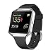 GHIJKL For Fitbit Blaze Slim Bands with Frame, TPU Replacement Sport Strap with Silver Frame for Fitbit Blaze Smart Fitness Watch, Large Small, Black