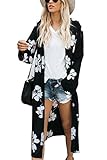 Yonala Women's Summer Floral Print Chiffon Beachwear Top Cover Up Kimono Cardigan