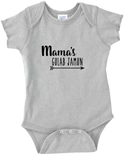 Mama's Gulab Jamun Muslim Themed Baby Infant Cotton Bodysuit 6 Month Heather Grey
