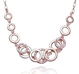 Fancydeli Rose Gold Plated Women Circle Necklace with Crystals 