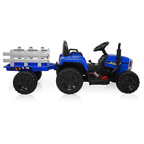 Kidzone 12V Kids Battery Powered Electric Tractor with Trailer Toddler