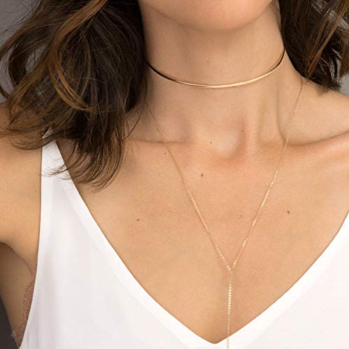 Simple Neck Ring Choker Necklace 14K Gold Plated Neck Ring Bar