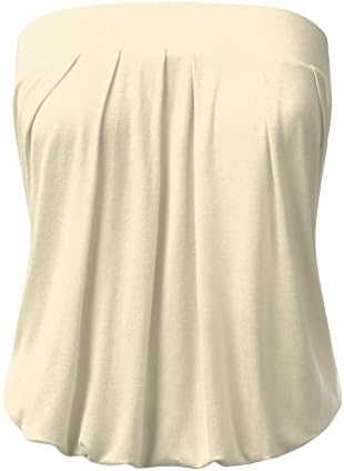 DRESSIS Womens Basic Sleeveless Pleated Tube Top