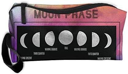 HSs4AD Moon Phase Full Moon Crescent Nature Lovers Funny Cosmetic Travel Toiletry Makeup Bag Portable Pouch Hanging Organizer Bag