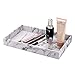 Decor Trends Marble Texture Rectangular Vanity Tray, Black or Brown, Organizer for Keys, Jewelry, Perfume, Transitional Style, Faux Leather MDF with Marble Look