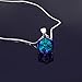 Blue Swarovski Crystals Pendant Necklace, Cat Eye Jewels S925 Sterling Silver Color Changing Ocean of Heart Necklace for Women Girls SW004