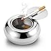 Windproof Ashtray with Lid,Cigarette Ashtray for Outdoor or Indoor Use, Modern Flip Top Stainless Steel Ashtray for Smokers,Ash Tray Holder Suitable for Tabletop,Office,Patio & Home Decoration
