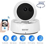 SDETER WiFi IP Camera, 1080P Wireless Surveillance Home Security Dome Cameras, Indoor Ptz Baby Pet Shop Monitor with Infrared Night Vision Cloud Service Android iOS Remote Contral