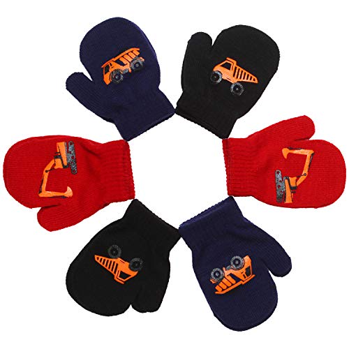 Coobey 6 Pairs Toddler Magic Stretch Mittens Winter Unisex Baby Knitted Gloves Mittens (Mixed Color I, 1-3 Years) - Thumbnail 2