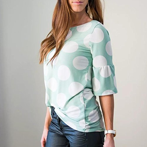 vermers Clearance Sale ! Women T-Shirt Fashion Polka-Dot Bell Blouse Flare Sleeve Tops