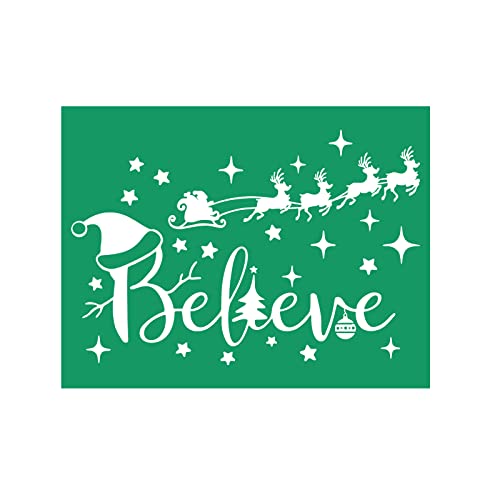 DGAGA Silk Screen Stencils Merry Christmas Stencils Silkscreen Chalk Mesh Transfers Self Adhesive Reusable for Painting on DIY Wood Signs, Fabric, Home Decor, Chalk Paste